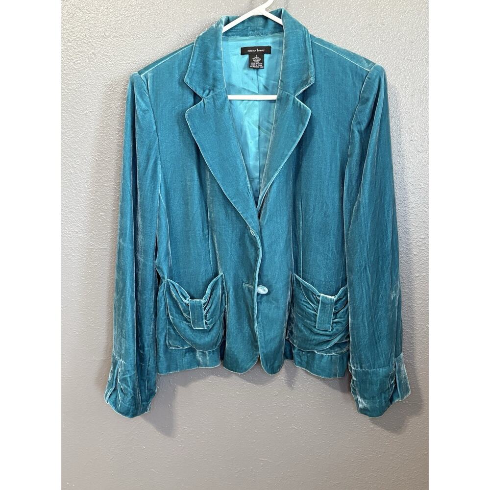 Susan Lewis Teal Velvet Blazer size L (sku 39)